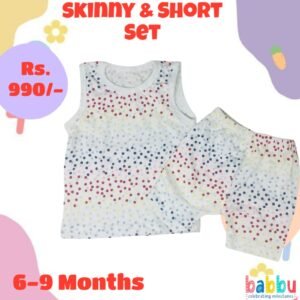Short & Skinny 6-9 Months -White with Spots