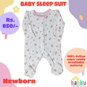 Sleep suits Newborn - White with Roses