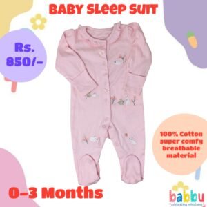 Sleep suits 0-3 Months - Pink with Bunny