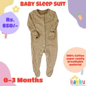 Sleep suits 0-3 Months - Brown with Flowers