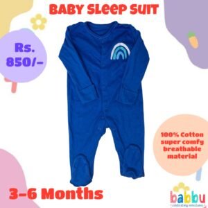 Sleep suits 3-6 Months - Blue with Rainbow