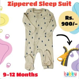 Zipper Sleep suits 9-12 Months - Textured Peaches