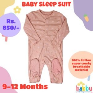Sleep suits 9-12 Months - Pink with Bows