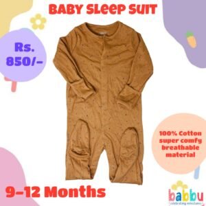 Sleep suits 9-12 Months - Brown with Black Stars