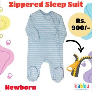 Sleep suits Newborn - Textured Teal with Green Stripes