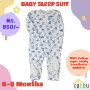 Sleep suits 6-9 Months - Small Stitch Print