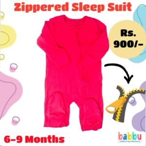 Zipper Sleep suits 6-9 Months - Textured Pink