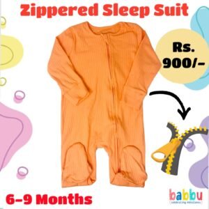 Zipper Sleep suits 6-9 Months - Textured Orange