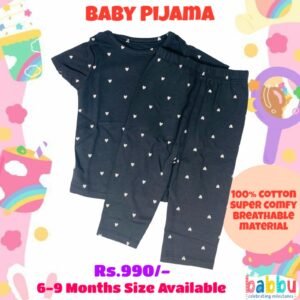 Pijamas 6-9 Months - Black with Hearts