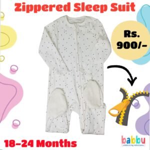 Zipper Sleep suits 18-24 Months - White with Small Blue Stars