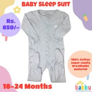 Sleep suits 18-24 Months - Grey with White Star