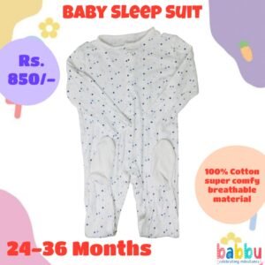 Sleep suits 24-36 Months - White with Blue Spots