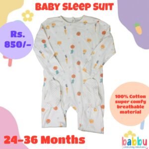 Sleep suits 24-36 Months - White with Pumpkin and Carrots