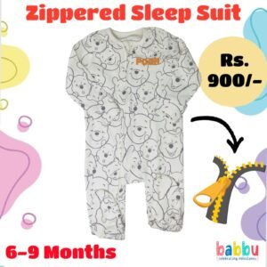 Zipper Sleep suits 6-9 Months - Phoo Faces with Phoo Yellow Print