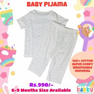 Pijamas 6-9 Months - White with Small Pink Hearts
