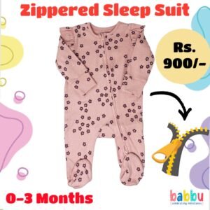 Zipper Sleep suits 0-3 Months - Pink with Small Flowers