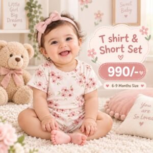 Short & T Shirt 6-9 Months - Flower Bunch
