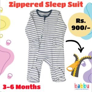 Zipper Sleep suits 3-6 Months - Textured Grey Stripes