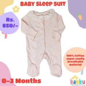 Sleep suits 0-3 Months - Light Pink with White Frill
