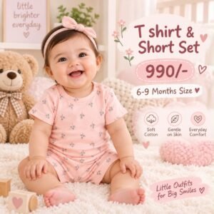 Short & T Shirt 6-9 Months - Three Flower Bunch