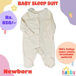 Sleep suits Newborn - Cream with White Frill
