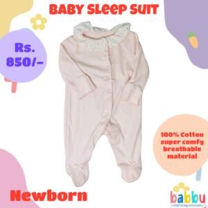 Sleep suits Newborn - Light Pink with White Frill