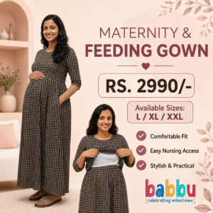 Maternity Frock - Brown Checks L