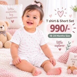 Short & T Shirt 18-24 Months - Small Pink Hearts