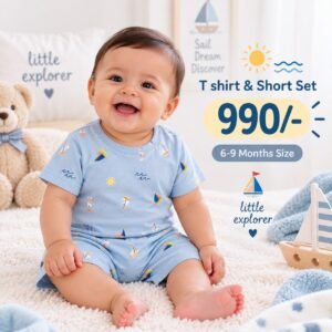 Short & T Shirt 6-9 Months - Blue Ships