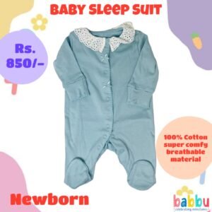 Sleep suits Newborn - Green with White Frill