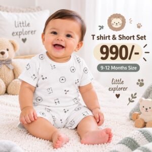 Short & T Shirt 9-12 Months - Animal Faces