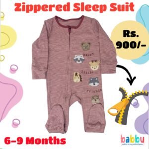 Zipper Sleep suits 6-9 Months - Animal Faces