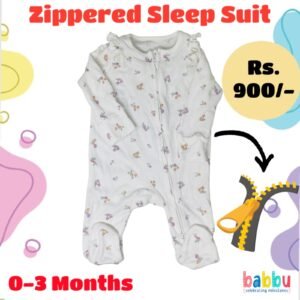 Sleep suits 0-3 Months - White with Small Flower Bunch