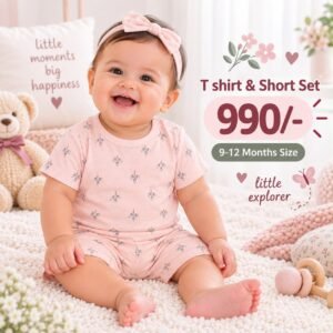 Short & T Shirt 9-12 Months - Three Flowers Bunch