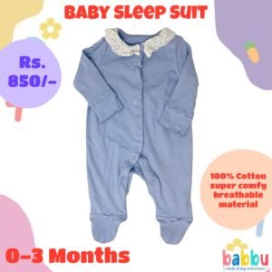 Sleep suits 0-3 Months - Blue with White Frill
