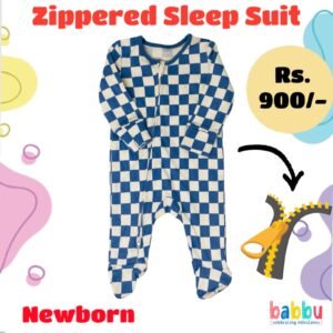 Zipper Sleep suits Newborn - Blue Checks