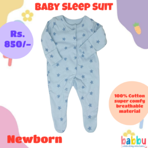 Sleep suits Newborn - Front Open Blue Stars