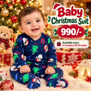 Sleep suits 3-6 Months - Blue Santa and Christmas Tree