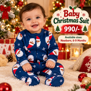 Zipper Sleep suits 0-3 Months - Blue Santa