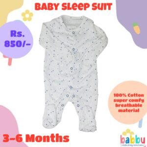 Sleep suits 3-6 Months - Blue Polka Dots