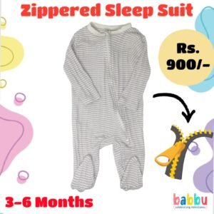 Zipper Sleep suits 3-6 Months - Beige Stripes