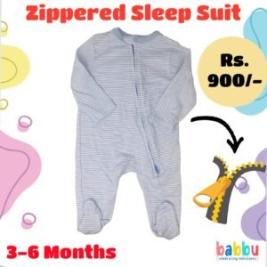 Zipper Sleep suits 3-6 Months - Blue Stripes