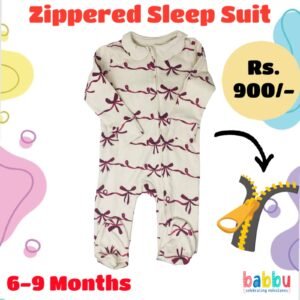Zipper Sleep suits 6-9 Months - Bows