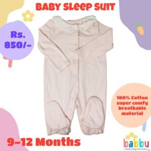 Sleep suits 9-12 Months - Light Pink with Frill
