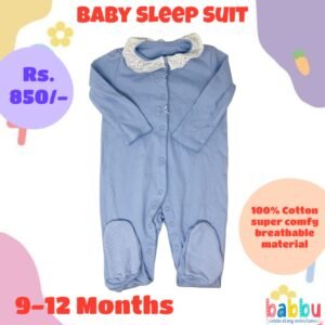 Sleep suits 9-12 Months - Blue with Frill