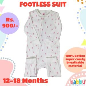 Footless suit 12-18 Months - Pink Flowers