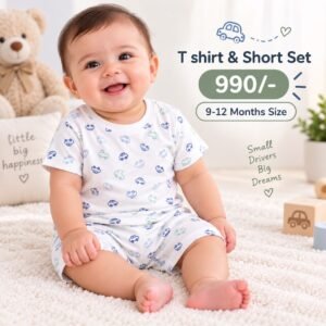 Short & T Shirt 9-12 Months - Blue Cars
